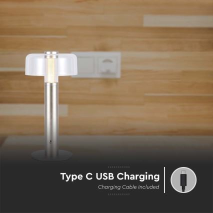 LED dimmbare wiederaufladbare Touch-Tischlampe LED/1W/5V 3000K 1800 mAh gold