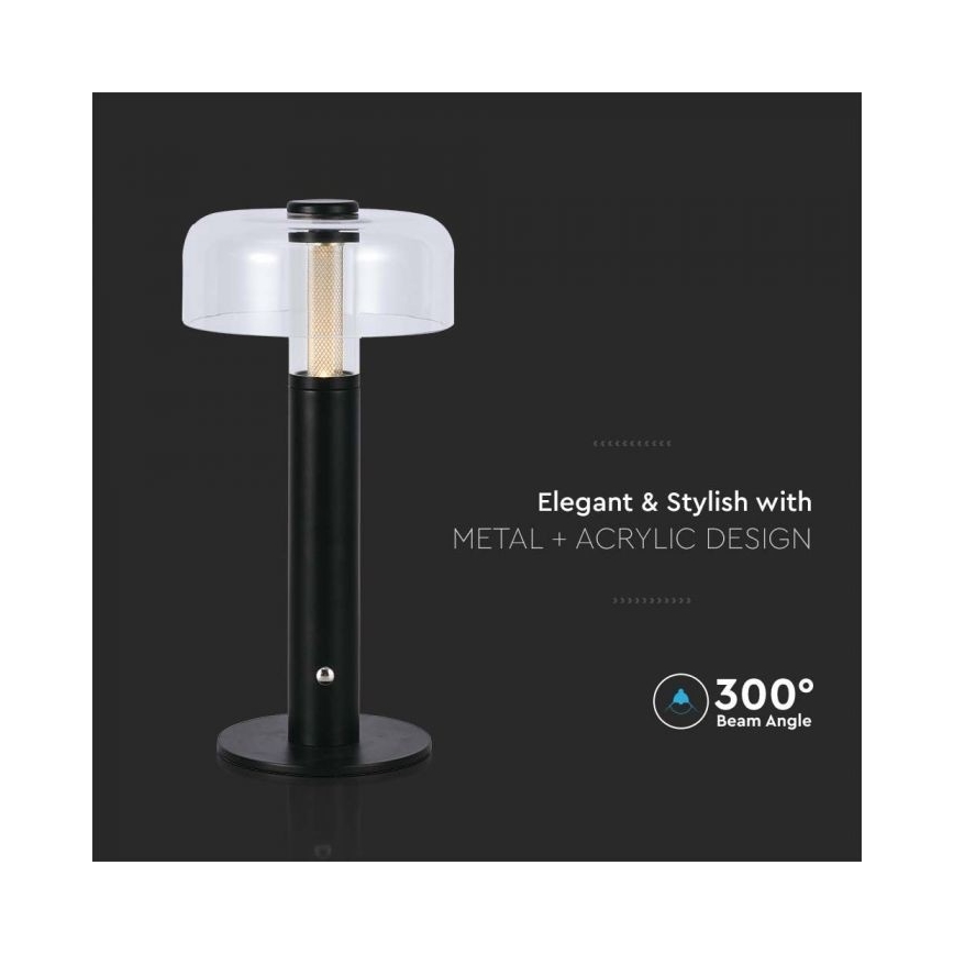 LED dimmbare wiederaufladbare Touch-Tischlampe LED/1W/5V 3000K 1800 mAh schwarz