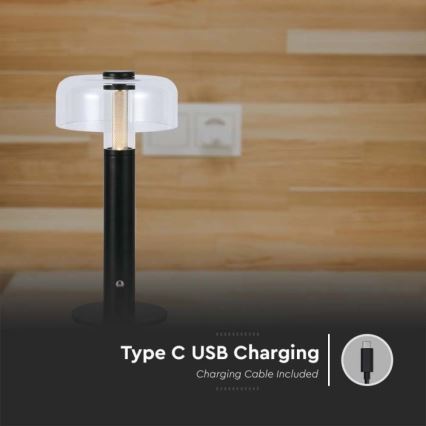 LED dimmbare wiederaufladbare Touch-Tischlampe LED/1W/5V 3000K 1800 mAh schwarz