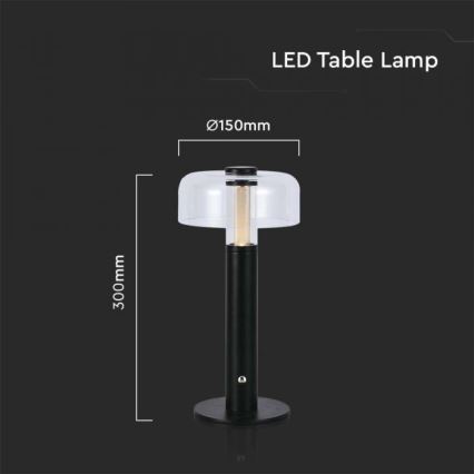 LED dimmbare wiederaufladbare Touch-Tischlampe LED/1W/5V 3000K 1800 mAh schwarz