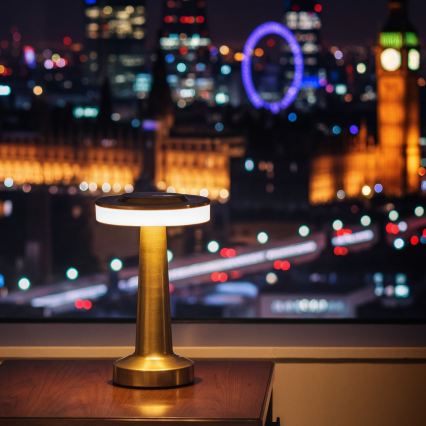 Dimm- und wiederaufladbare LED-Tischlampe LONDON LED/2W/5V 2700K/4000K/6500K 400 mAh goldfarben
