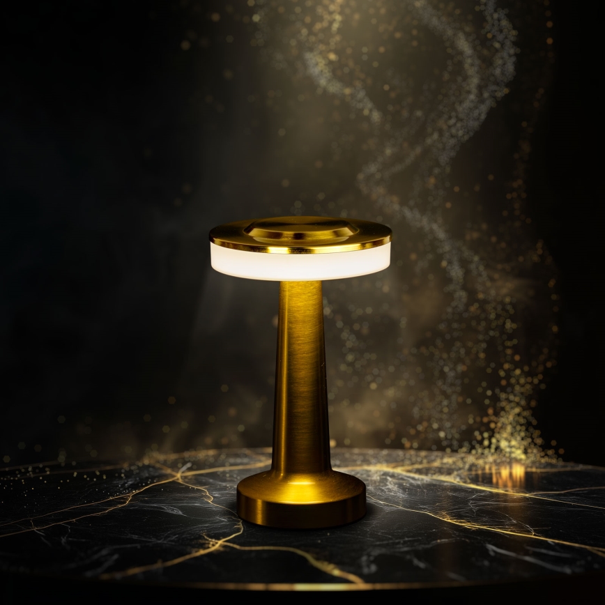 Dimm- und wiederaufladbare LED-Tischlampe LONDON LED/2W/5V 2700K/4000K/6500K 400 mAh goldfarben