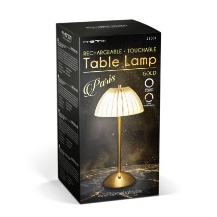 Dimmbare, wiederaufladbare LED-Tischlampe PARIS LED/2W/5V 2700K/4000K/6500K 800 mAh goldfarben