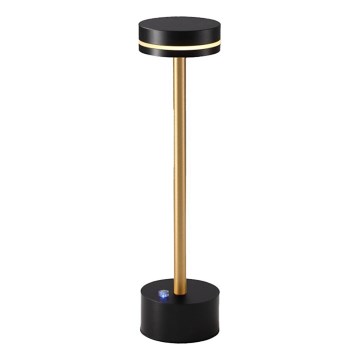 LED-dimmbare, wiederaufladbare Tischlampe SAM LED/5W/5V 3600 mAh schwarz/gold