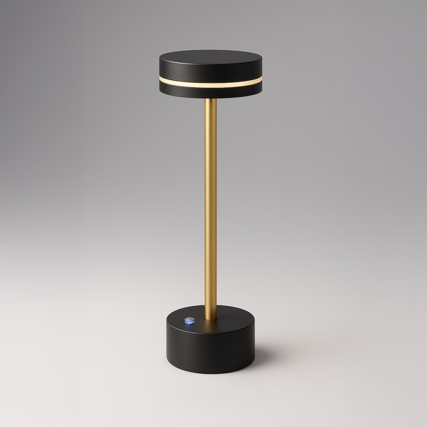 LED-dimmbare, wiederaufladbare Tischlampe SAM LED/5W/5V 3600 mAh schwarz/gold