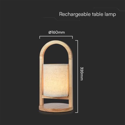 LED Dimmbares, wiederaufladbares Touch-Tischlicht LED/1,5W/5V 3000K 1800 mAh Beige