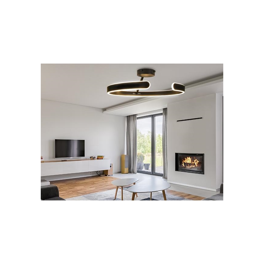 LED Dimmbarer Deckenleuchter LED/72W/230V 3000-6500K Schwarz + Fernbedienung