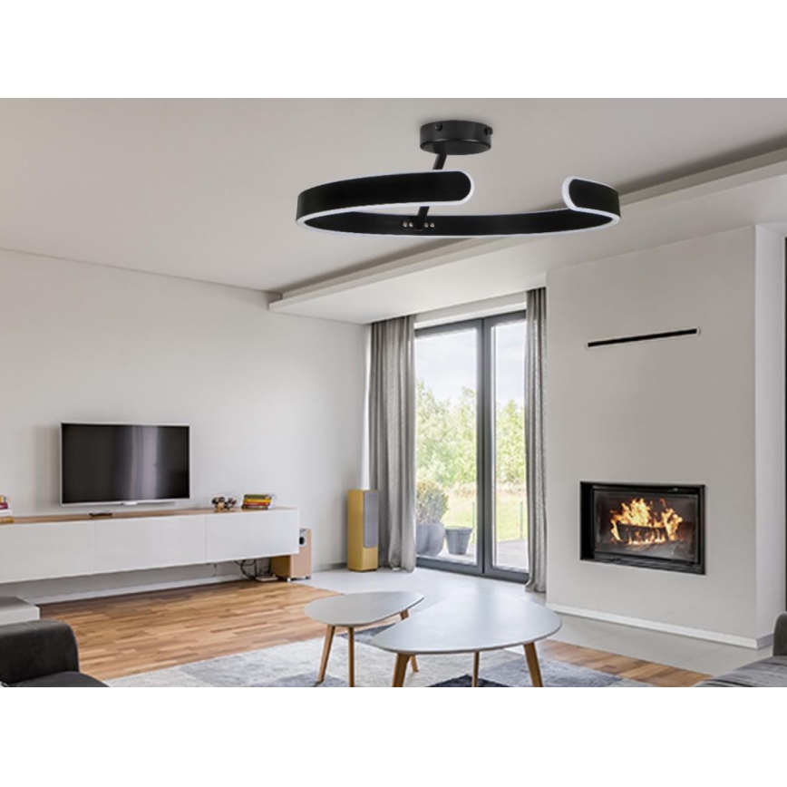 LED Dimmbarer Deckenleuchter LED/72W/230V 3000-6500K Schwarz + Fernbedienung