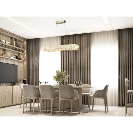 LED-dimmbarer Kristall-Pendelleuchter an Seil ENRIQUE LED/50W//230V 3000-6000K + Fernbedienung