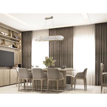 LED-dimmbarer Kristall-Pendelleuchter an Seil ENRIQUE LED/50W//230V 3000-6000K + Fernbedienung