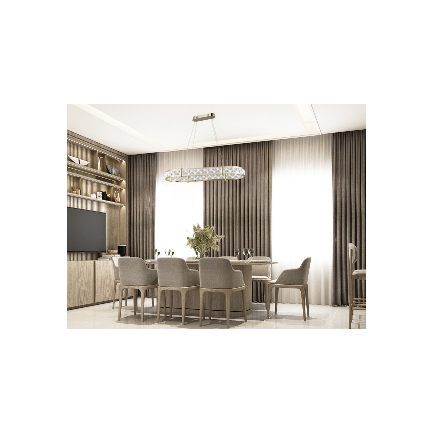 LED-dimmbarer Kristall-Pendelleuchter an Seil ENRIQUE LED/50W//230V 3000-6000K + Fernbedienung