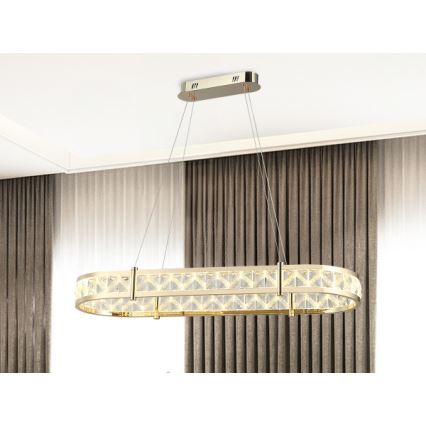 LED-dimmbarer Kristall-Pendelleuchter an Seil ENRIQUE LED/50W//230V 3000-6000K + Fernbedienung