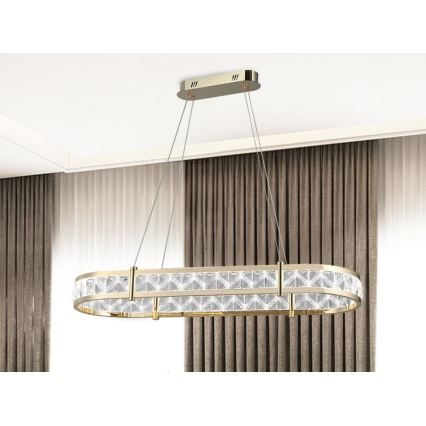 LED-dimmbarer Kristall-Pendelleuchter an Seil ENRIQUE LED/50W//230V 3000-6000K + Fernbedienung