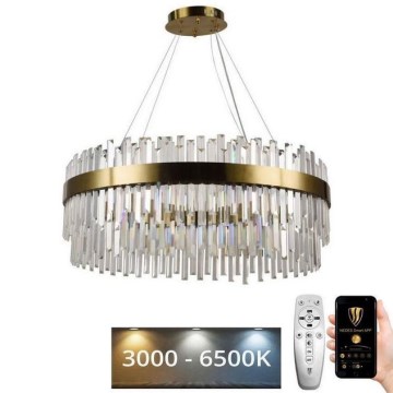 LED dimmbarer Kristall-Kronleuchter an Kabel LED/110W/230V 3000-6500K gold + Fernbedienung