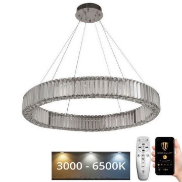LED dimmbarer Kristall-Kronleuchter an Kabel LED/50W/230V 3000-6500K glänzender Chrom + Fernbedienung