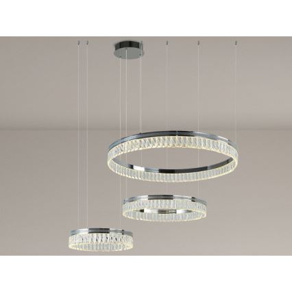 LED-dimmbarer Kristall-Pendelleuchter an Stahlseil THALIA LED/120W/230V 3000-6000K + Fernbedienung