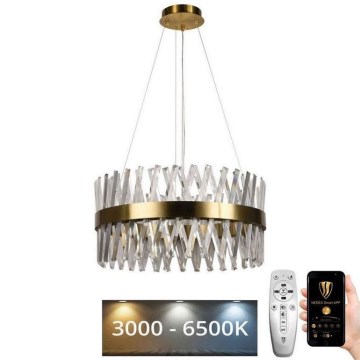 LED dimmbarer Kristall-Pendelleuchter an Kabel LED/80W/230V 3000-6500K gold + Fernbedienung