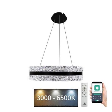 LED dimmbarer Kristall-Pendelleuchter an Kabel LED/80W/230V 3000-6500K Schwarz + Fernbedienung