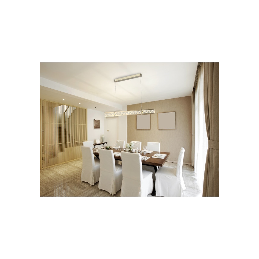 LED-dimmbarer Kristall-Pendelleuchter an Stahlseil ENRIQUE LED/20W//230V 3000-6000K + Fernbedienung