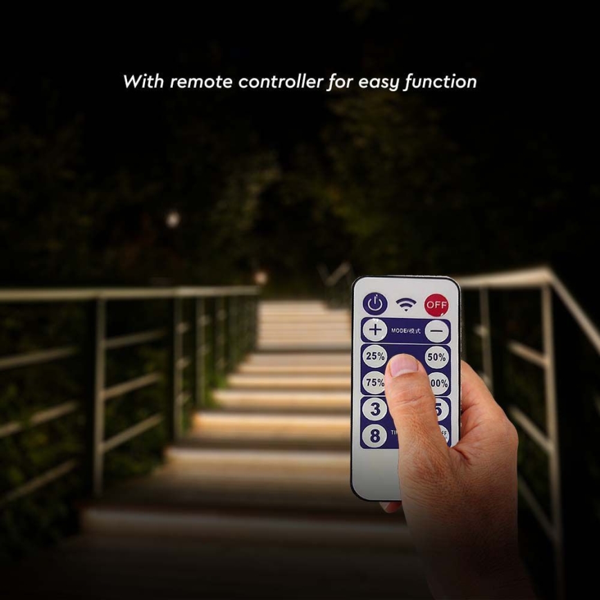 LED dimmbares Solarband LED/1,2W/3,7V 4000K IP67 1500 mAh 5m + Fernbedienung