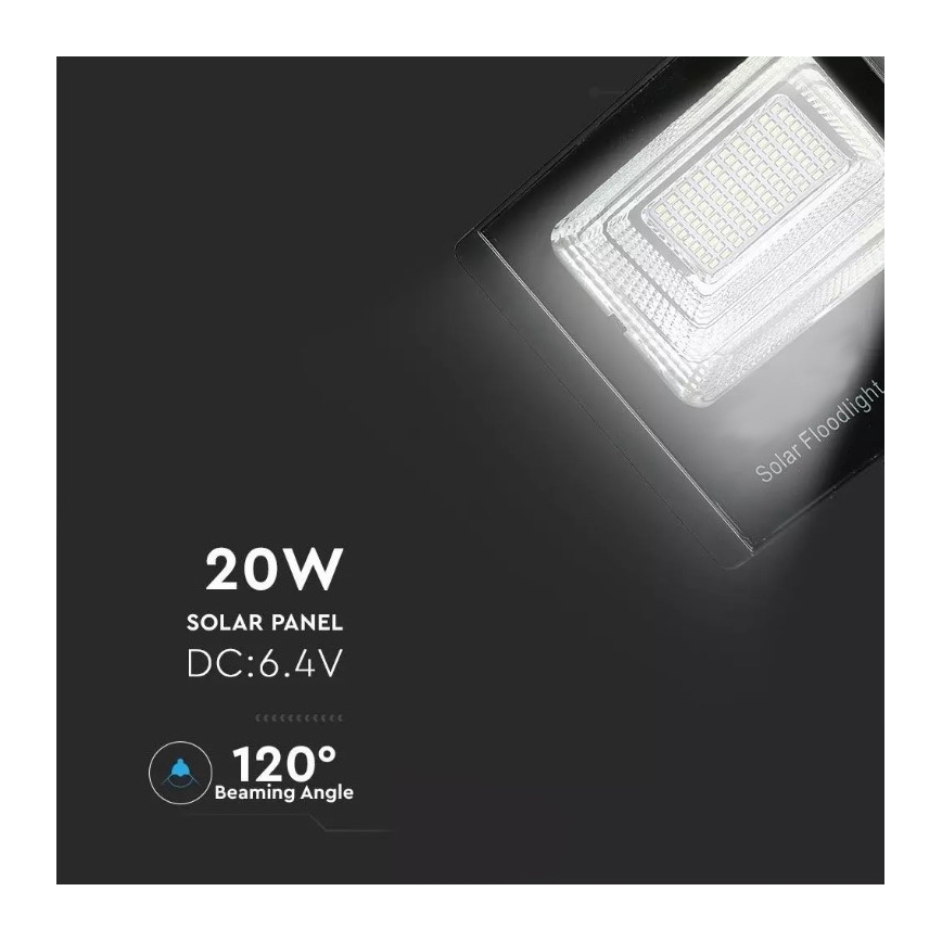 LED Dimmbarer Solarstrahler LED/20W/6,4V 4000K IP65 + Fernbedienung