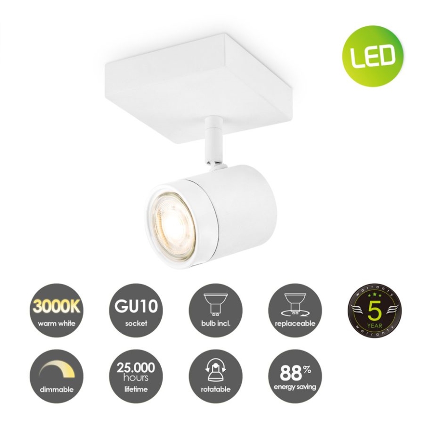 LED dimmbarer Strahler MANU 1xGU10/5,8W/230V weiß