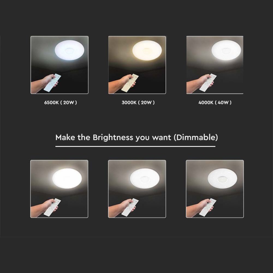 LED dimmbare Deckenleuchte LED/40W/230V 3000/4000/6500K Ø 39 cm + Fernbedienung