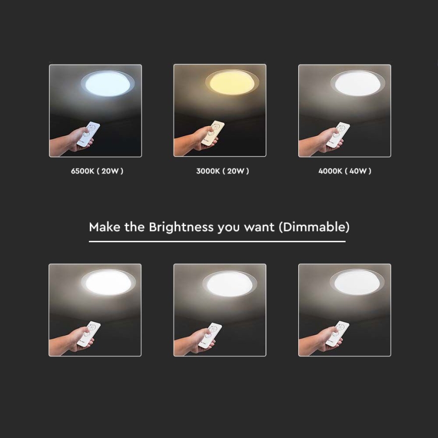 LED dimmbares Deckenleuchte LED/40W/230V 3000K/4000K/6500K Ø 46,5 cm + Fernbedienung
