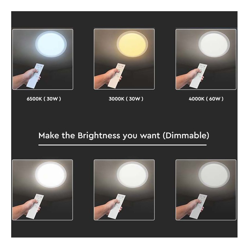 LED dimmbares Deckenleuchte LED/40W/230V 3000K/4000K/6500K Ø 56,5 cm + Fernbedienung