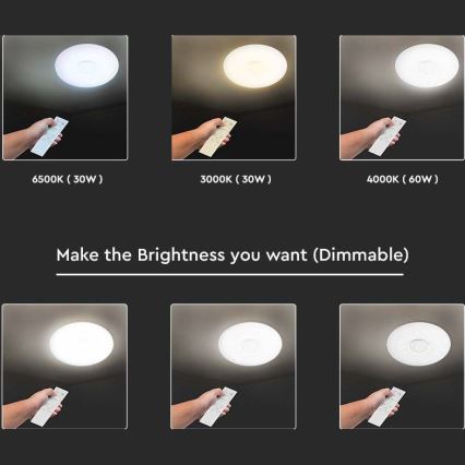 LED dimmbares Deckenleuchte LED/40W/230V 3000K/4000K/6500K Ø 49 cm + Fernbedienung