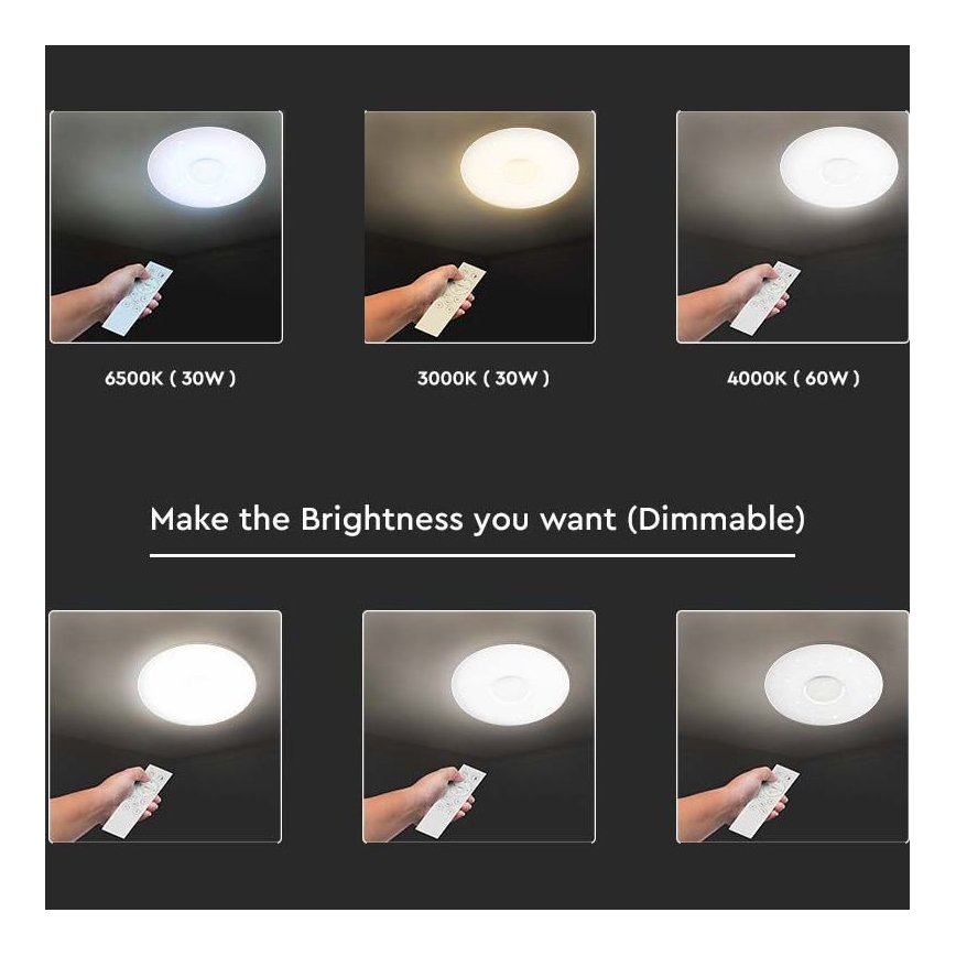 LED dimmbares Deckenleuchte LED/40W/230V 3000K/4000K/6500K Ø 49 cm + Fernbedienung