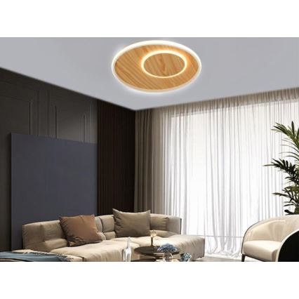 LED Dimmbares Deckenleuchte LED/65W/230V 3000-6500K Braun + Fernbedienung