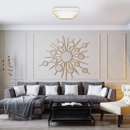 LED Dimmbares Deckenleuchte QUADRO LED/38W/230V 3000-6000K Weiß/Gold + Fernbedienung