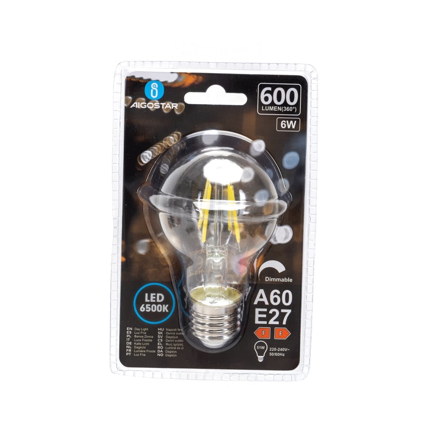 LED-dimmbares Leuchtmittel FILAMENT A60 E27/6W/230V 6500K - Aigostar