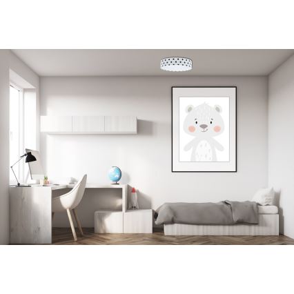 LED Dimmbares Kinder-Deckenleuchte SMART GALAXY KIDS LED/24W/230V 3000-6500K Punkte Weiß/Schwarz + Fernbedienung