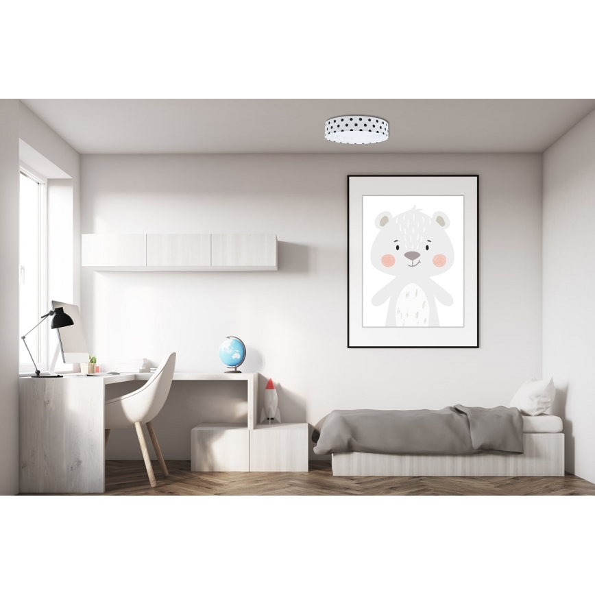 LED Dimmbares Kinder-Deckenleuchte SMART GALAXY KIDS LED/24W/230V 3000-6500K Punkte Weiß/Schwarz + Fernbedienung