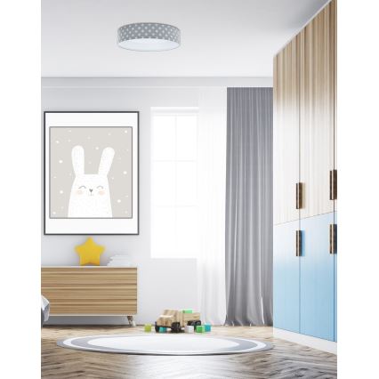 LED Dimmbares Kinder-Deckenleuchte SMART GALAXY KIDS LED/24W/230V 3000-6500K Sternenmuster grau/weiß + Fernbedienung