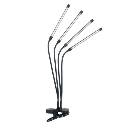 LED dimmbare flexible Tischlampe mit Clip zur Pflanzenzucht VITARO 4xLED/10W/230V schwarz