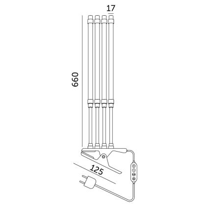 LED dimmbare flexible Tischlampe mit Clip zur Pflanzenzucht VITARO 4xLED/10W/230V schwarz