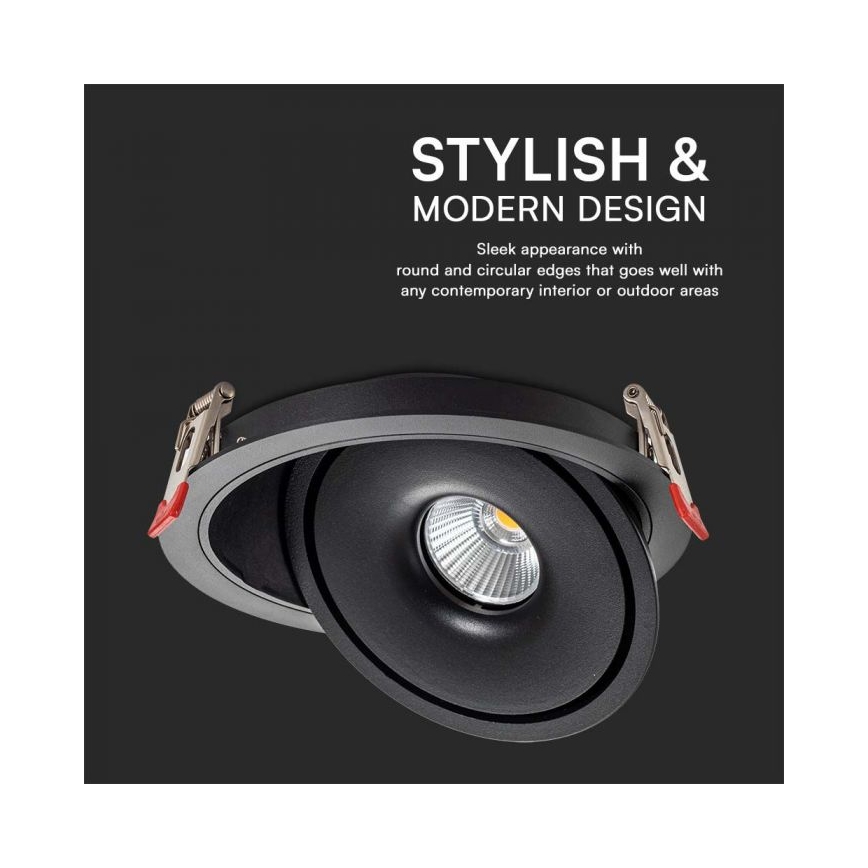 LED Einbau-Spotleuchte LED/12W/230V 3000/4000/6400K Ø 12 cm schwarz