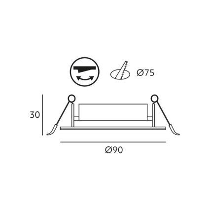 LED-Einbauleuchte BRINO LED, 3/5/7 W, 230 V, 3000/4000/6500 K, weiß