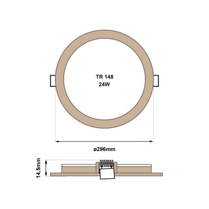 LED-Einbauleuchte CIRCLE LED/24W/230V 4200K d 29,6 cm braun