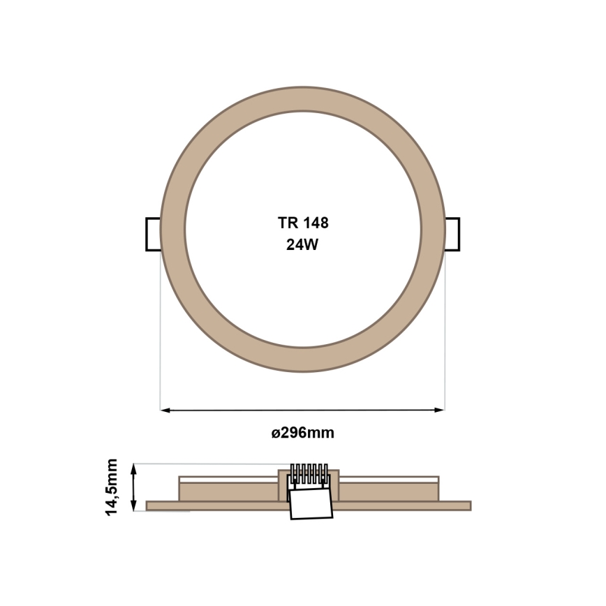 LED-Einbauleuchte CIRCLE LED/24W/230V 4200K d 29,6 cm braun