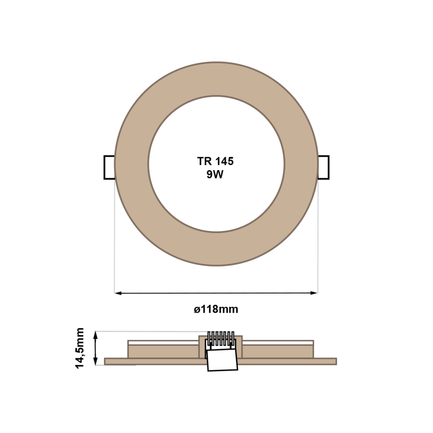 LED-Einbauleuchte CIRCLE LED/6W/230V 4200K d 11,8 cm braun