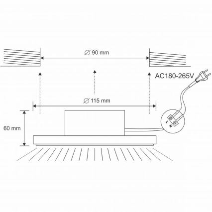 LED Einbauleuchte fürs Badezimmer LED/10W/230V 4000K silbern IP44