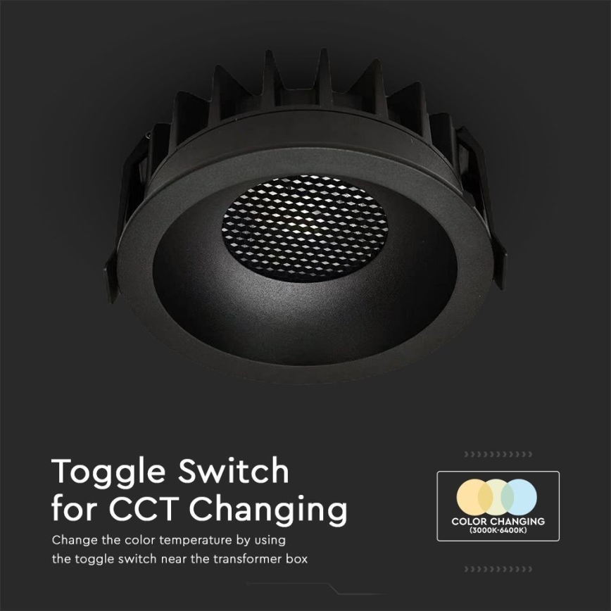 LED-Einbauleuchte LED/12W/230V 3000/4000/6400K ø 8,6 cm schwarz