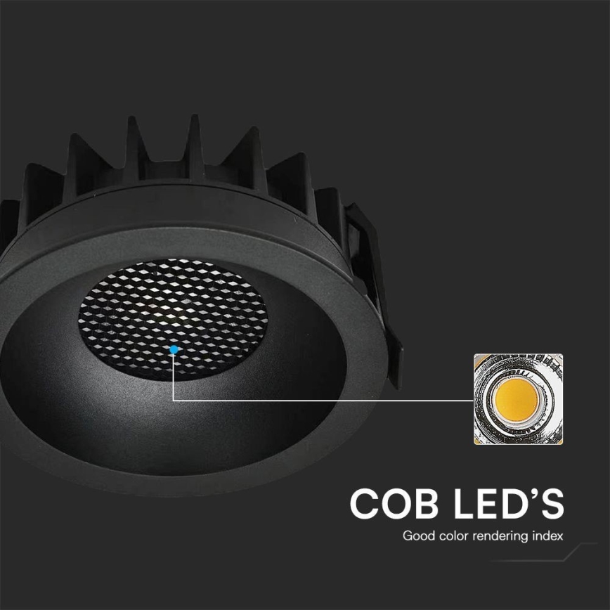 LED-Einbauleuchte LED/12W/230V 3000/4000/6400K ø 8,6 cm schwarz