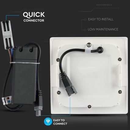 LED-Einbauleuchte LED/12W/230V 6400K quadratisch