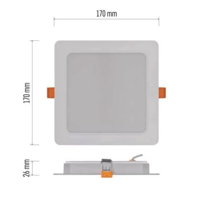 LED Einbauleuchte LED/18W/230V 17x17 cm weiß