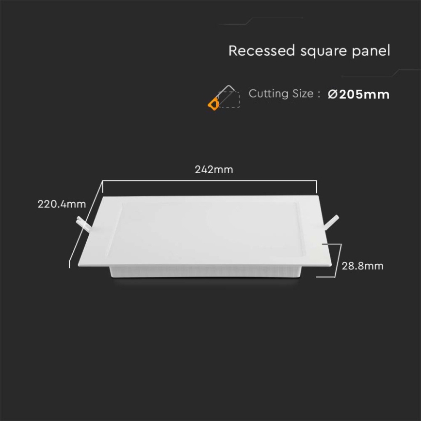 LED-Einbauleuchte LED/18W/230V 22x22 cm 6500K weiß